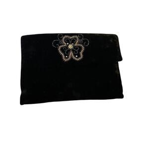 Vintage Bobbie Jerome Crushed Blk Velvet Evening Bag, Clutch Purse